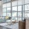 a clubhouse room with a large window