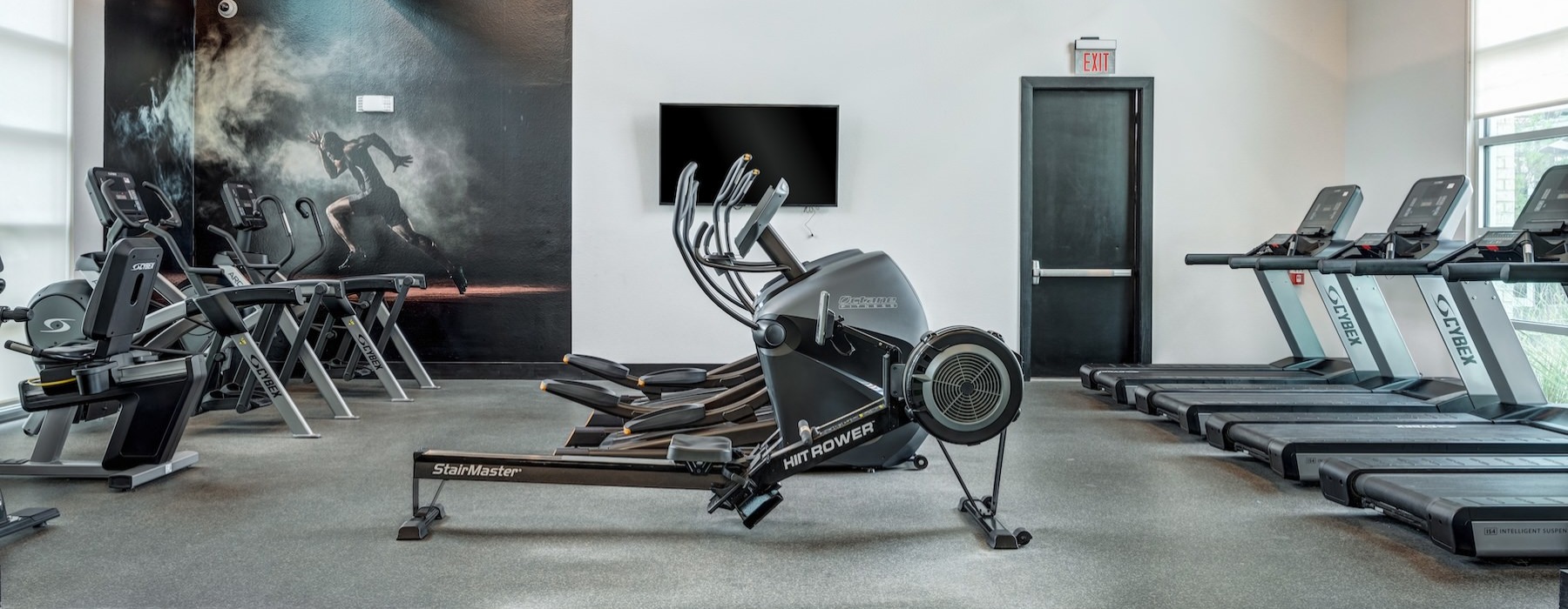 a gym with exercise equipment